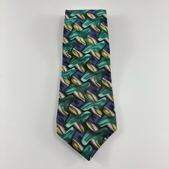 J. Garcia Mesa Collection Seven Green / Purple Abstract Men's Tie 4" x 60" - Picture 1 of 4